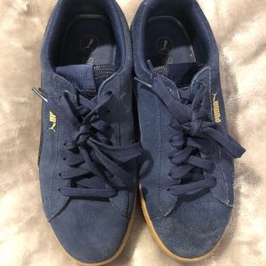 Puma blue suede platform sneakers